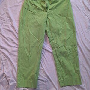 Talbot's Woman Signature Green Heritage Cropped Twill Capri Pants SIZE 14W